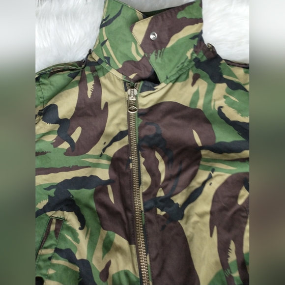 EUC rag & bone abstract camo cotton orange satin lined full zip front arm zip - Picture 12 of 16